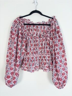 Anna Cate Cotton Floral Off The Shoulder Puff Sleeve Blouse